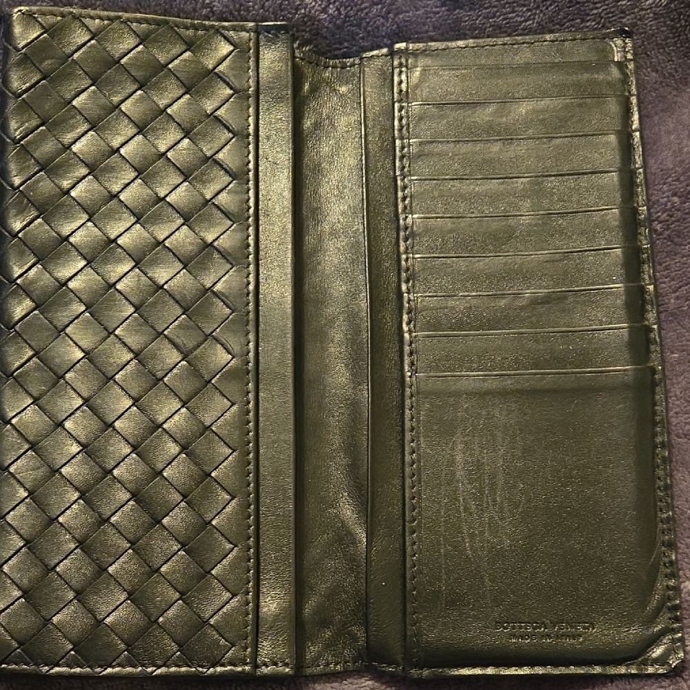 Bottega Veneta Black Woven Leather Long Wallet